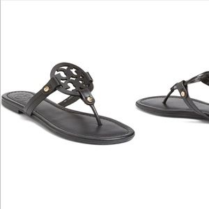 Tory Burch Miller Calf Leather Sandals in Perfect Black Size 9